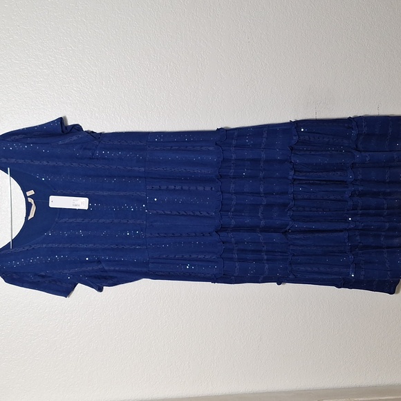 Soft Surroundings Kara Shimmer Dress Blue Maxi Midi Size 1X 18W 20W - Picture 2 of 6